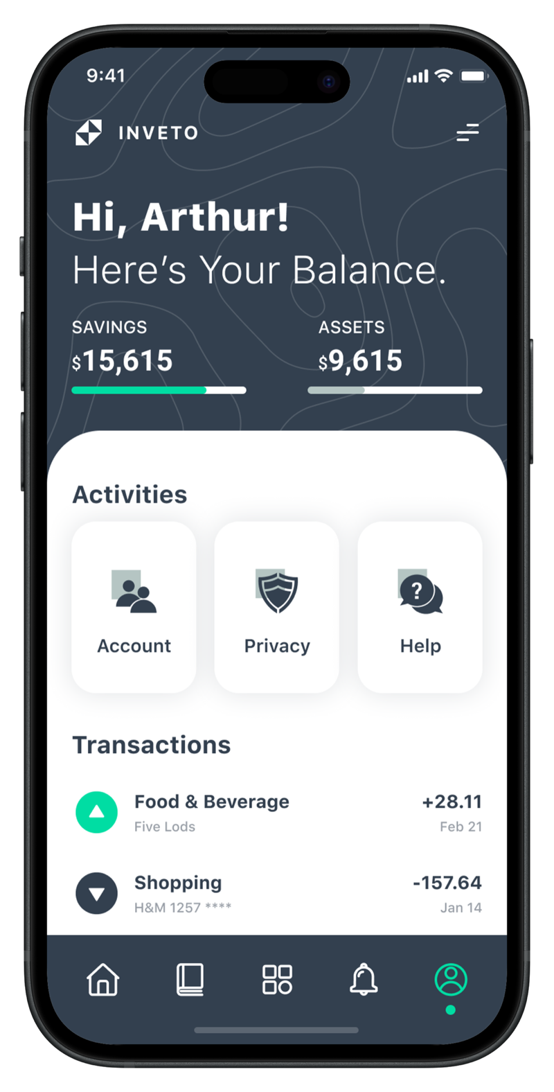 Fintech mobile app by Furkan Ahmad — wallet balance screen