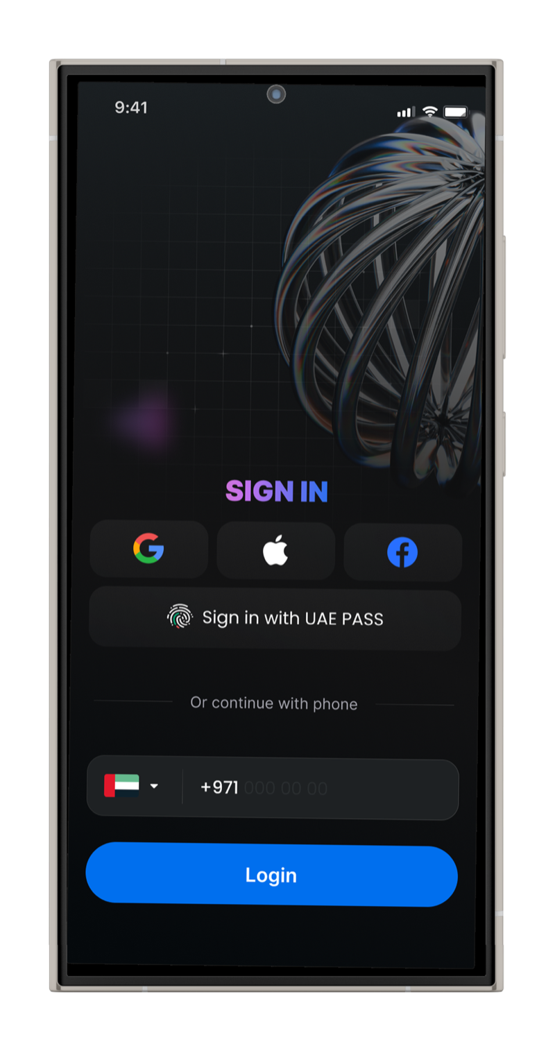 Mobile app sign-in screen by Furkan Ahmad with social login options