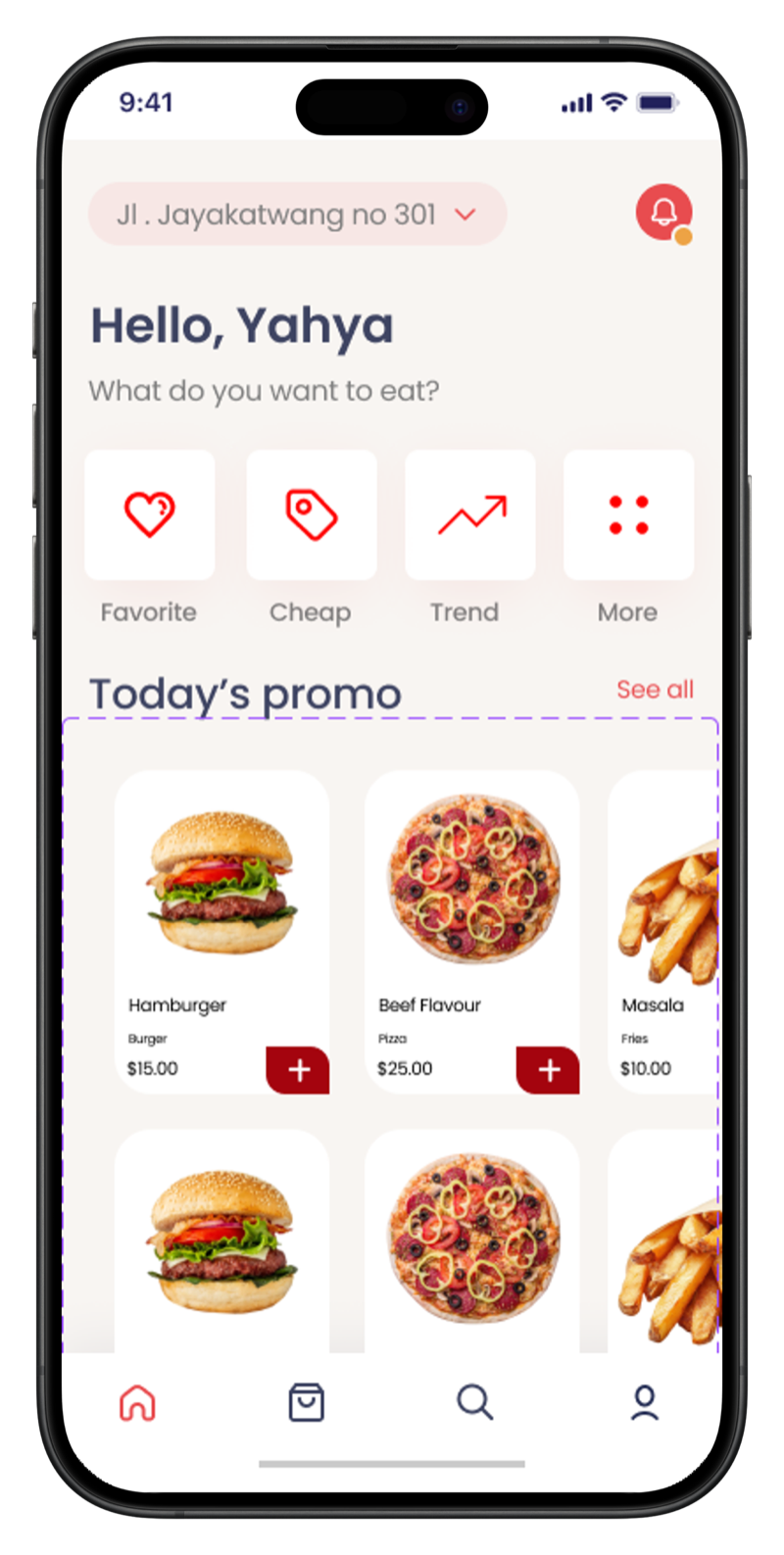 Food delivery app by Furkan Ahmad — cart and checkout screen